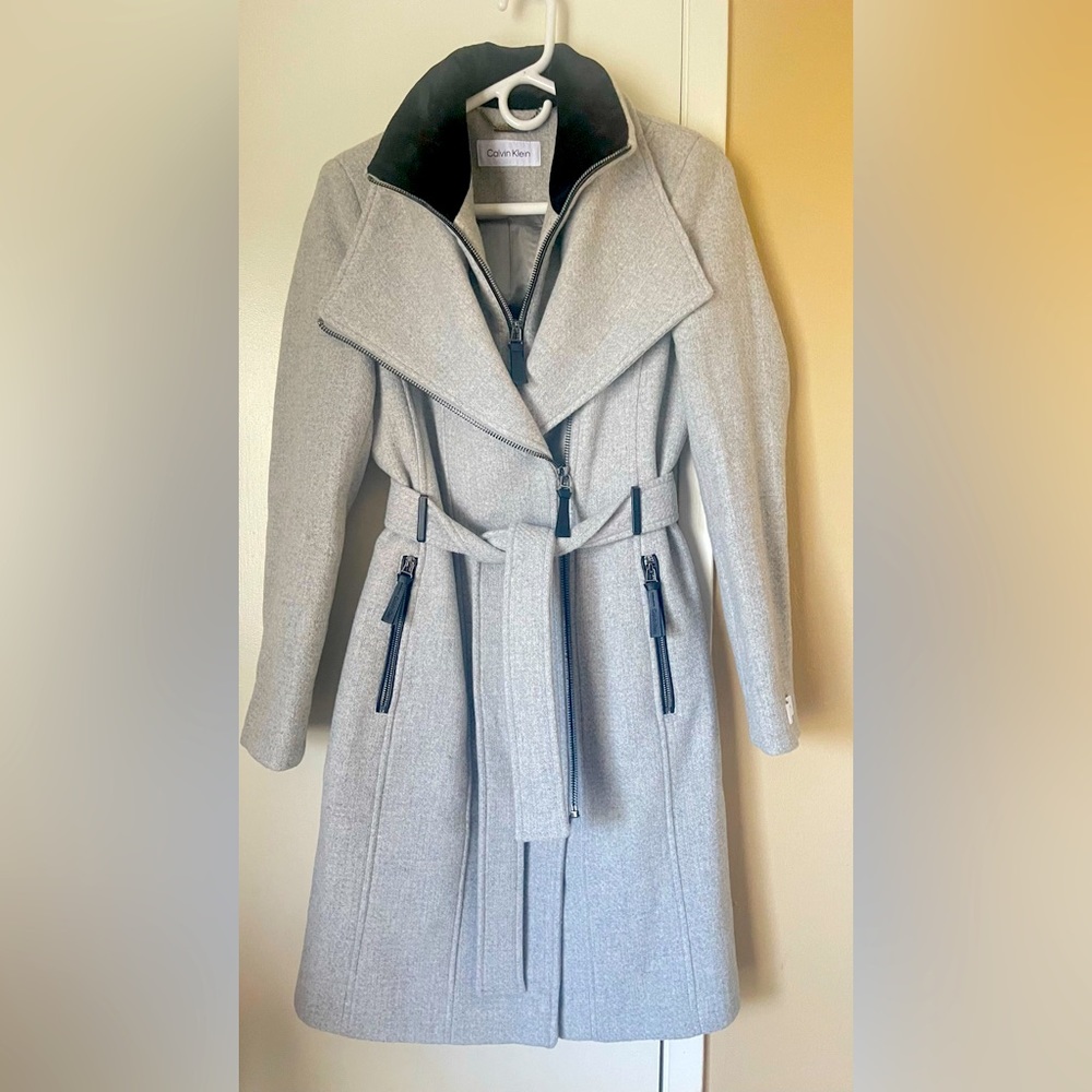 Calvin Klein Women Petite Belted Wrap Coat